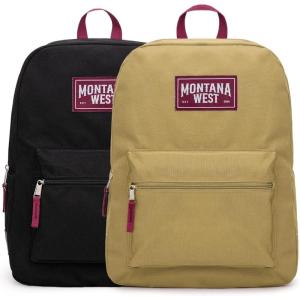 imageMontana West 2 Pcs Everyday Backpacks for Women Men Lightweight College Bookbag Casual Daypack Backpack for Commute ampamp TravelBlack  Khaki