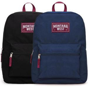 imageMontana West 2 Pcs Everyday Backpacks for Women Men Lightweight College Bookbag Casual Daypack Backpack for Commute ampamp TravelBlack  Navy
