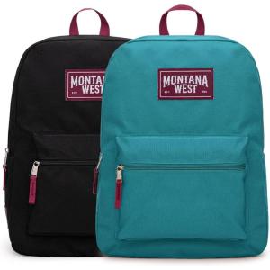 imageMontana West 2 Pcs Everyday Backpacks for Women Men Lightweight College Bookbag Casual Daypack Backpack for Commute ampamp TravelBlack  Turquoise