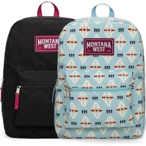 imageMontana West 2 Pcs Everyday Backpacks for Women Men Lightweight College Bookbag Casual Daypack Backpack for Commute ampamp TravelWestern Jean