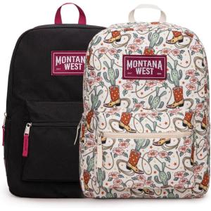 imageMontana West 2 Pcs Everyday Backpacks for Women Men Lightweight College Bookbag Casual Daypack Backpack for Commute ampamp TravelWestern Khaki