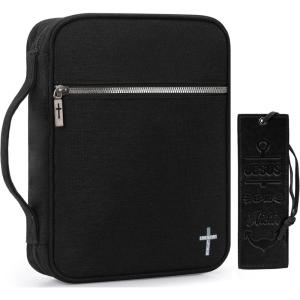 imageMontana West Bible Cover for Women Men with Leather Bookmark Book Carrying Cases Church Bag for Outdoor ProtectiveBlack