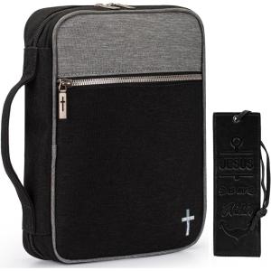 imageMontana West Bible Cover for Women Men with Leather Bookmark Book Carrying Cases Church Bag for Outdoor ProtectiveBlackgrey