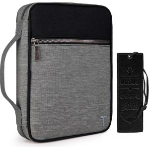 imageMontana West Bible Cover for Women Men with Leather Bookmark Book Carrying Cases Church Bag for Outdoor ProtectiveGrey  Black