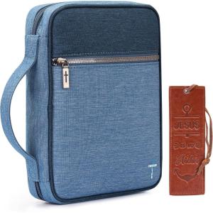 imageMontana West Bible Cover for Women Men with Leather Bookmark Book Carrying Cases Church Bag for Outdoor ProtectiveNavy