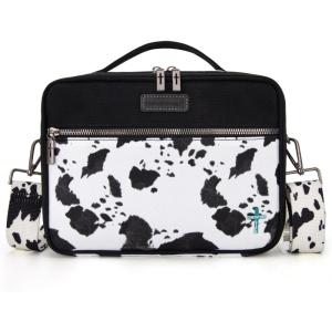 imageMontana West Bible Covers for Women Men with Leather Bookmark Carrying Book Case Church Bag Outdoor Protective MWC1261KHCow Print Black