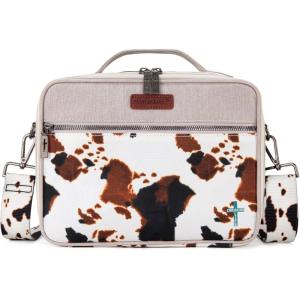 imageMontana West Bible Covers for Women Men with Leather Bookmark Carrying Book Case Church Bag Outdoor Protective MWC1261KHCow Print Khaki