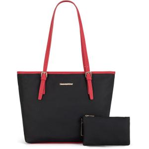 imageMontana West Tote Bags Vegan Leather Purses and Handbags for Women Top Handle Ladies Shoulder Bags5blackred