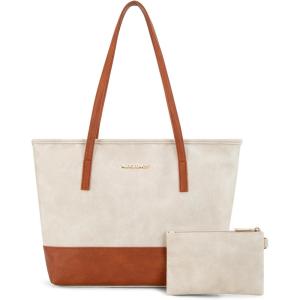 imageMontana West Tote Bags Vegan Leather Purses and Handbags for Women Top Handle Ladies Shoulder BagsTcream Brown