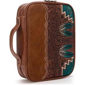 imageMontana West Western Style Embroidered Bible Covers for Women Men Book Carrying Case Church Bag Outdoor Bible Protective DC042CFTooling Turquoise