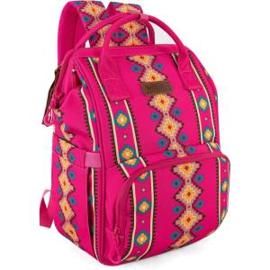 imageMontana West Wrangler Callie Diaper Bag Backpack with Stroller Straps Multifunction Baby Travel Bag WG22049110BDYHot Pink