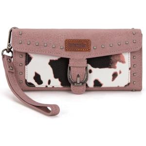 imageMontana West X Wrangler Womens Wallet Western Wristlet for Women Large Rfid Wallet with Detachable Credit Card HolderCowpink
