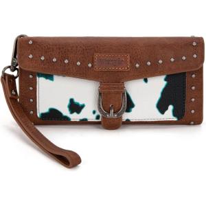 imageMontana West X Wrangler Womens Wallet Western Wristlet for Women Large Rfid Wallet with Detachable Credit Card HolderCowturquoise