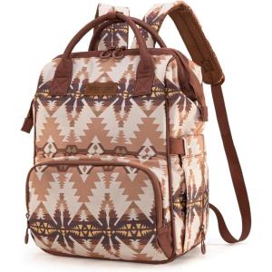 imageWrangler Diaper Bag Backpack Aztec Travel Backpack Purses Western MultiFunction Baby Bags for Mom with Waterproof Insulated PocketsBeige