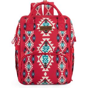 imageWrangler Diaper Bag Backpack Aztec Travel Backpack Purses Western MultiFunction Baby Bags for Mom with Waterproof Insulated PocketsBurgundy