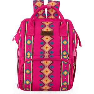 imageWrangler Diaper Bag Backpack Aztec Travel Backpack Purses Western MultiFunction Baby Bags for Mom with Waterproof Insulated PocketsHot Pink