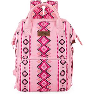 imageWrangler Diaper Bag Backpack Aztec Travel Backpack Purses Western MultiFunction Baby Bags for Mom with Waterproof Insulated PocketsPink