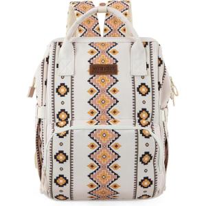 imageWrangler Diaper Bag Backpack Aztec Travel Backpack Purses Western MultiFunction Baby Bags for Mom with Waterproof Insulated PocketsTan