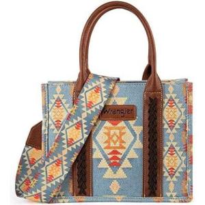 imageWrangler Tote Bag for Women Western Purse and Aztec Satchel HandbagAngel Blue Guitar Strap