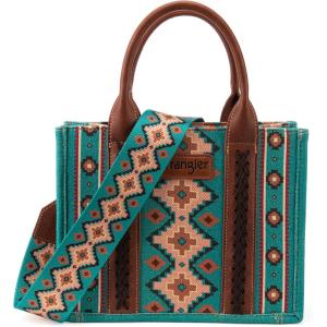 imageWrangler Tote Bag for Women Western Purse and Aztec Satchel HandbagAngel Diamond Teal Blue Guitar Strap