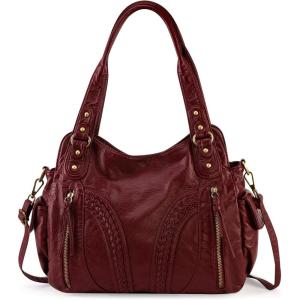 imageMontana West Washed Leather Hobo Bags for Women Roomy Handbags with Crossbody Strap019 Burgundy