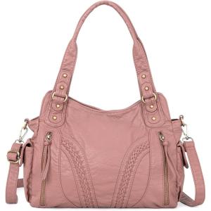 imageMontana West Washed Leather Hobo Bags for Women Roomy Handbags with Crossbody Strap019 Pink