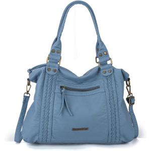 imageMontana West Washed Leather Hobo Bags for Women Roomy Handbags with Crossbody Strap217 Blue Jeanlarge