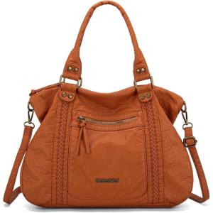 imageMontana West Washed Leather Hobo Bags for Women Roomy Handbags with Crossbody Strap217 Brownlarge