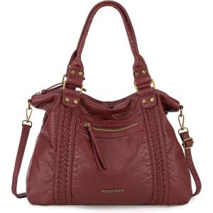 imageMontana West Washed Leather Hobo Bags for Women Roomy Handbags with Crossbody Strap217 Burgundylarge