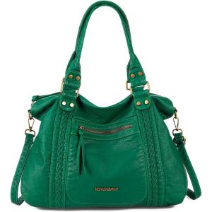 imageMontana West Washed Leather Hobo Bags for Women Roomy Handbags with Crossbody Strap217 Greenlarge