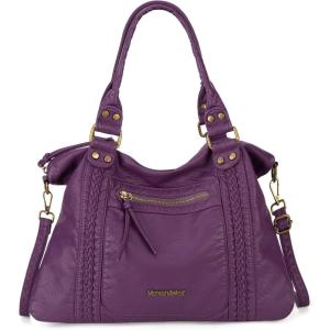 imageMontana West Washed Leather Hobo Bags for Women Roomy Handbags with Crossbody Strap217 Purplelarge