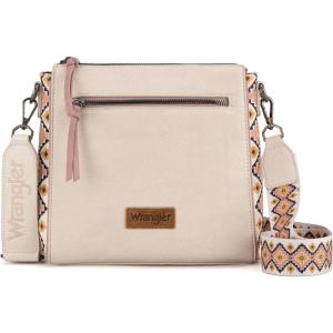 imageWrangler Aztec Crossbody Purse Medium Shoulder Bags for Women Western Handbag with Guitar StrapBeige