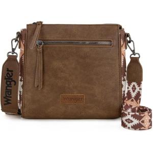 imageWrangler Aztec Crossbody Purse Medium Shoulder Bags for Women Western Handbag with Guitar StrapLight Coffee