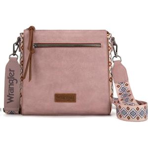 imageWrangler Aztec Crossbody Purse Medium Shoulder Bags for Women Western Handbag with Guitar StrapPink