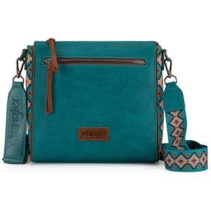 imageWrangler Aztec Crossbody Purse Medium Shoulder Bags for Women Western Handbag with Guitar StrapTurquoise