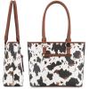 imageMontana West 2Pcs Handbags Sets for Women Large Tote Bags Cute Crossbody PursesAcow Print Brown