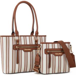 imageMontana West 2Pcs Handbags Sets for Women Large Tote Bags Cute Crossbody PursesAbrown