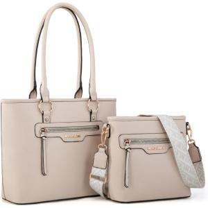 imageMontana West 2Pcs Handbags Sets for Women Large Tote Bags Cute Crossbody PursesBeige
