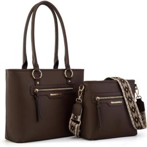 imageMontana West 2Pcs Handbags Sets for Women Large Tote Bags Cute Crossbody PursesCoffee