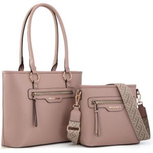 imageMontana West 2Pcs Handbags Sets for Women Large Tote Bags Cute Crossbody PursesPink