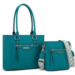 imageMontana West 2Pcs Handbags Sets for Women Large Tote Bags Cute Crossbody PursesTurquoise