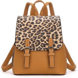 imageMontana West Black Cow Print Mini Womens Backpack Purse Vegan Leather Small Colorblock Backpack for Women Cute Convertible Shoulder BagBrown Leopard Print