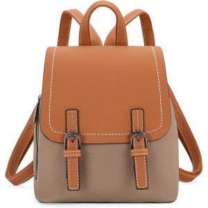 imageMontana West Black Cow Print Mini Womens Backpack Purse Vegan Leather Small Colorblock Backpack for Women Cute Convertible Shoulder BagCamel