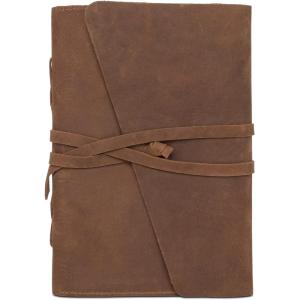 imageMontana West Genuine Leather Journal Notebook for Women and Men Vintage Refillable Journals for Writing Handheld 6 Ring Binder Travel Journal Diary with Slide Open Pocket2 Card Holders and 2 PenAVintage Brown