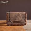imageMontana West  Wrangler Coin Purse for Men Women Embossed Leather Coin Pouch Small Wallet BlackCowhide Pouch Brown