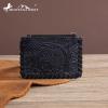 imageMontana West  Wrangler Coin Purse for Men Women Embossed Leather Coin Pouch Small Wallet BlackTooling Pouch Black