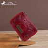 imageMontana West  Wrangler Coin Purse for Men Women Embossed Leather Coin Pouch Small Wallet BlackTooling Pouch Bright Maroon