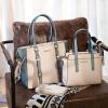 imageMontana West 3PCS Purses for Women Tote Bag and Wallet Set Shoulder Satchel Handbags2 Tone Beige  Blue
