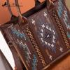 imageMontana West Aztec Embroidered Distressd Tote Bag With Wallet SetBrown