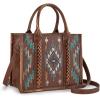 imageMontana West Aztec Embroidered Distressd Tote Bag With Wallet SetBrown